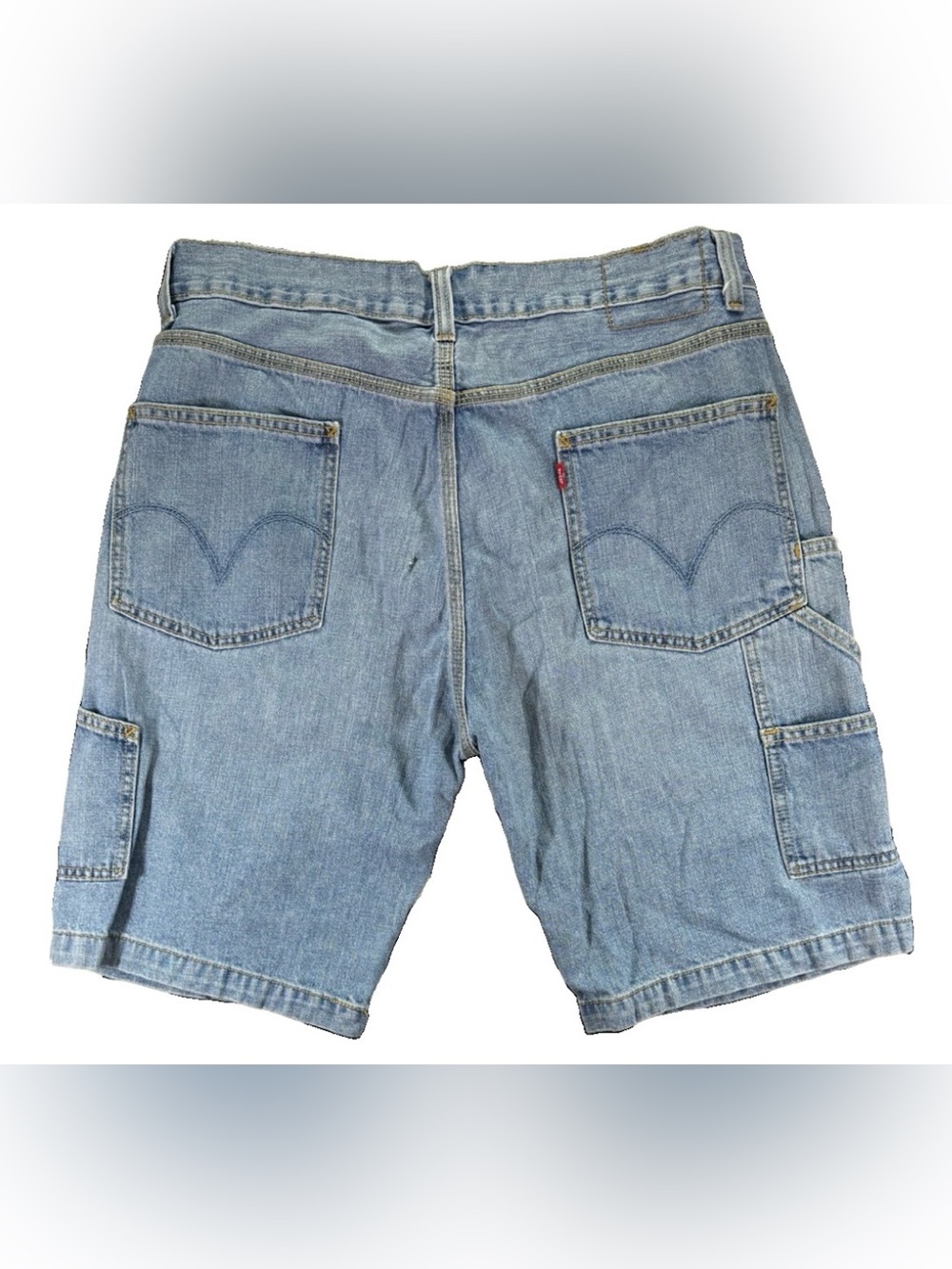 Levi's Carpenter Jean Shorts Men's 36 Light Wash Blue Denim Y2K Vintage Cargo